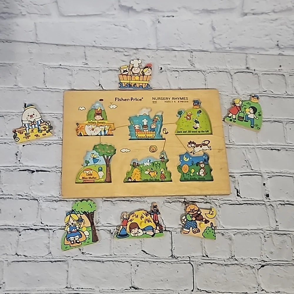 Vintage wooden fisher price nursery rhyme puzzle